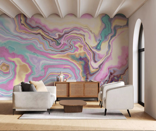 Iridescent Marble Swirl Wall Mural