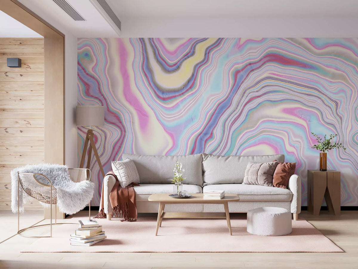 Holographic Marble Wave Texture Wall Mural