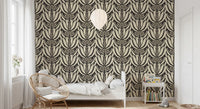 Cream and Charcoal Botanical Symmetry Wallpaper⁠