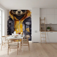 Cool Aviator Bear in Hoodie Wall Mural