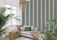 Sage and Charcoal Linear Scallop Stripes Wallpaper⁠