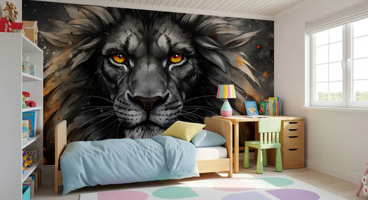 Black Lion Face Wall Mural