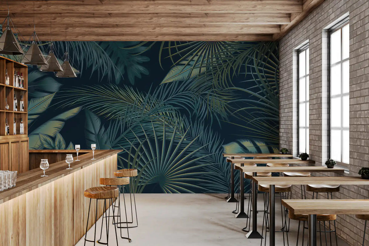 Midnight Tropics Foliage Wall Mural