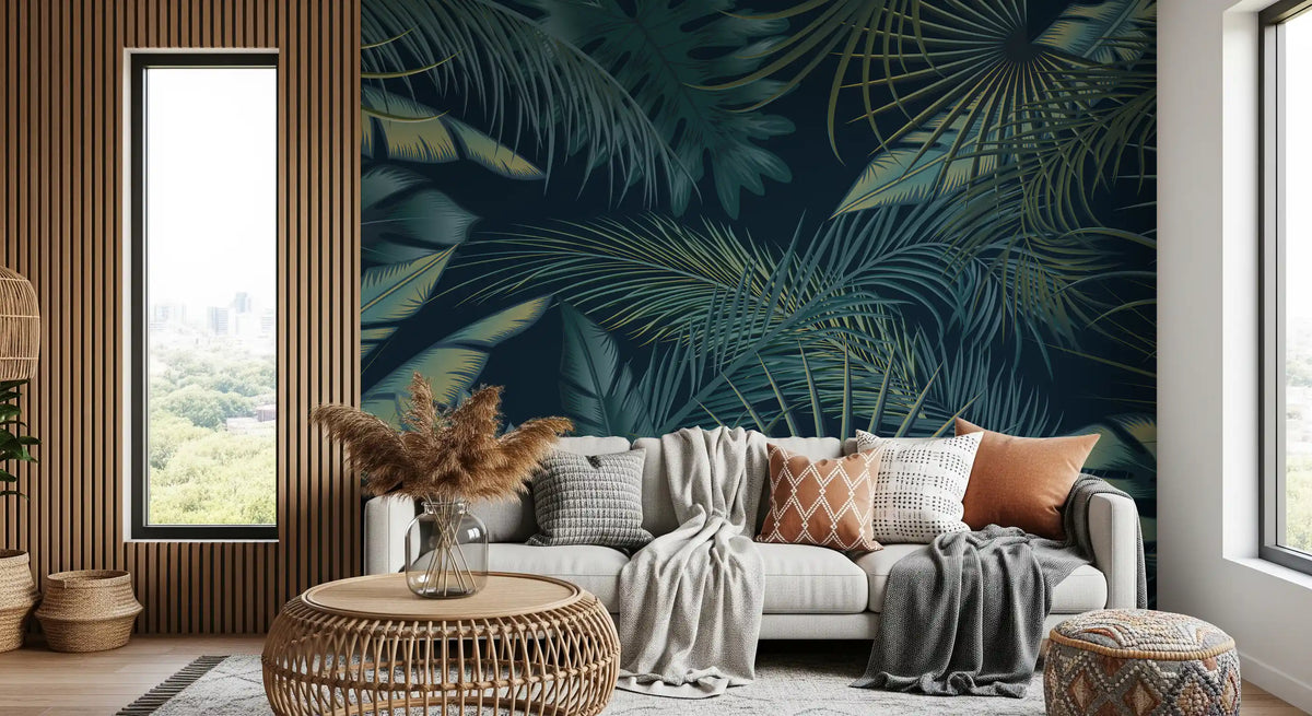 Midnight Tropics Foliage Wall Mural