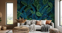 Midnight Tropical Foliage Wall Mural