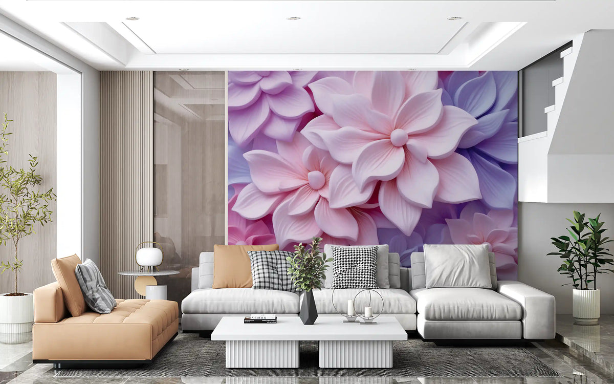 Soft Pastel 3d Flowers Wall Mural