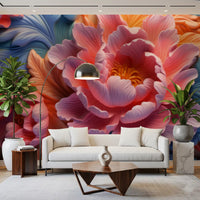 Blush Peony Sculptural Flow Wall Mural