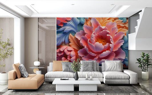 Blush Peony Sculptural Flow Wall Mural