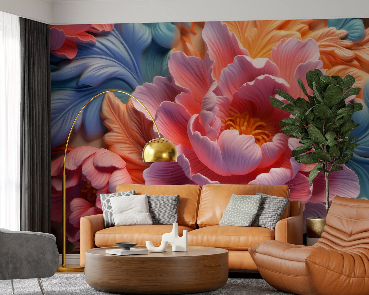 Blush Peony Sculptural Flow Wall Mural