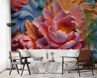 Blush Peony Sculptural Flow Wall Mural