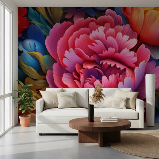 Vibrant Peony Garden Petals Wall Mural