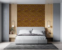 Modern Toile de Jouy Swan Victorian Garden Scenery - Regal Gilded Warmth Wallpaper⁠