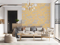 Modern Toile de Jouy Swan Victorian Garden Scenery - Modern Pastel Contrast Wallpaper⁠