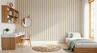 Ivy League Faux Linen Vertical Stripes - Butter Lilac And Cream Wallpaper⁠