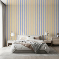 Ivy League Faux Linen Vertical Stripes - Butter Lilac And Cream Wallpaper⁠