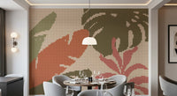 Retro Botanical Mosaic Motif Wall Mural