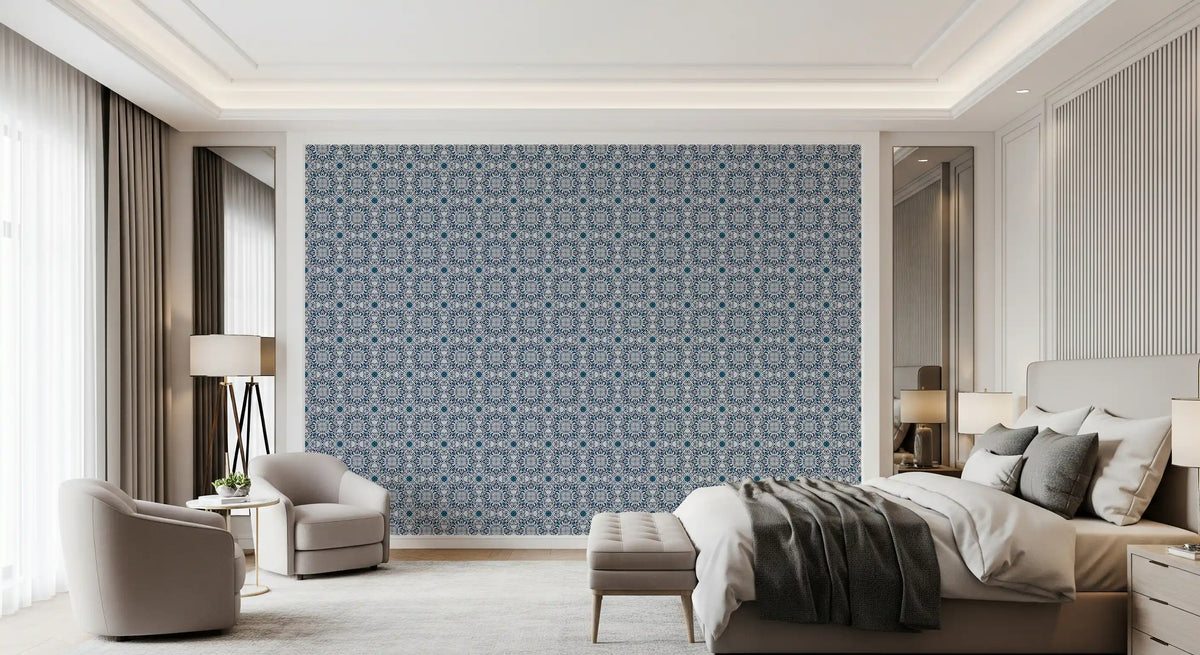 Midnight Moroccan Tile Pattern Wallpaper⁠