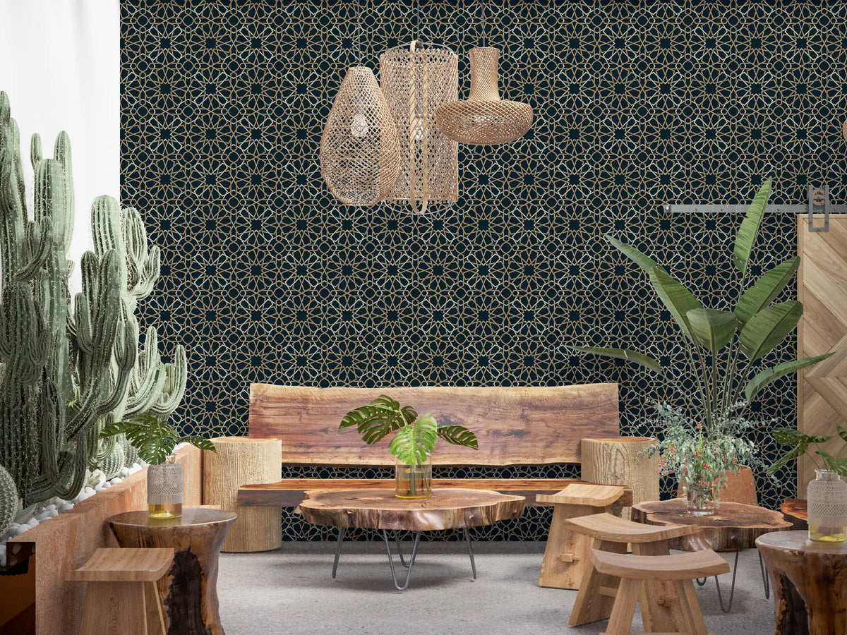 Gilded Star Moroccan Motif Wallpaper⁠