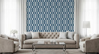 Minimalist Blue and White Diamond Mesh Wallpaper⁠