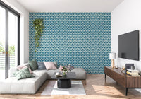 Indigo Damask Lattice Pattern Wallpaper⁠