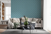Indigo Damask Lattice Pattern Wallpaper⁠