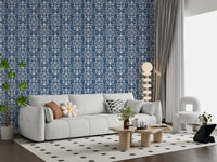 Midnight Damask Scroll Pattern Wallpaper⁠