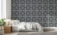 Midnight Arabesque Tile Repeat Wallpaper⁠