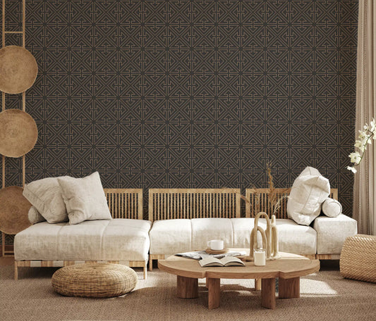 Symmetrical Copper Line Pattern Wallpaper⁠