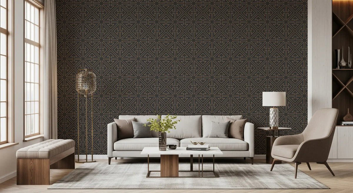 Symmetrical Copper Line Pattern Wallpaper⁠