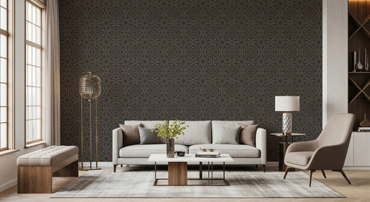 Symmetrical Copper Line Pattern Wallpaper⁠