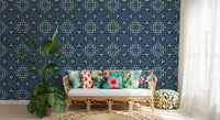 Midnight Damask Geometric Tile Wallpaper⁠