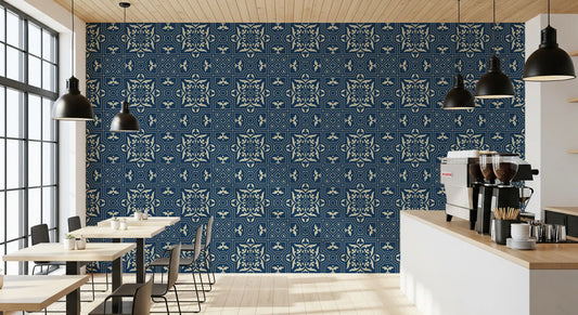 Midnight Damask Geometric Tile Wallpaper⁠