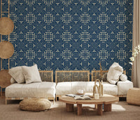 Midnight Damask Geometric Tile Wallpaper⁠