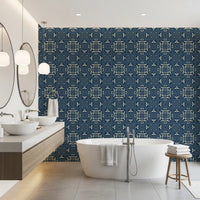 Midnight Damask Geometric Tile Wallpaper⁠