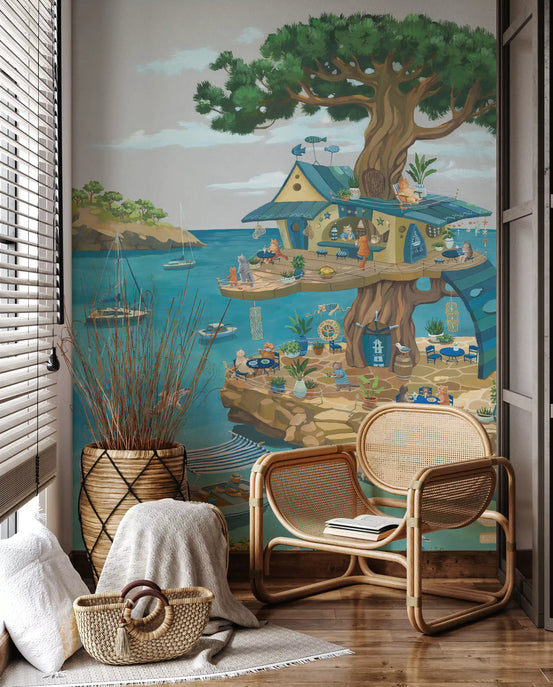 Cats Cafe Wall Mural