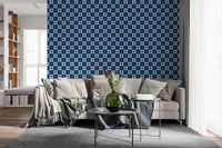 Midnight Navy Diamond Tile Pattern Wallpaper⁠