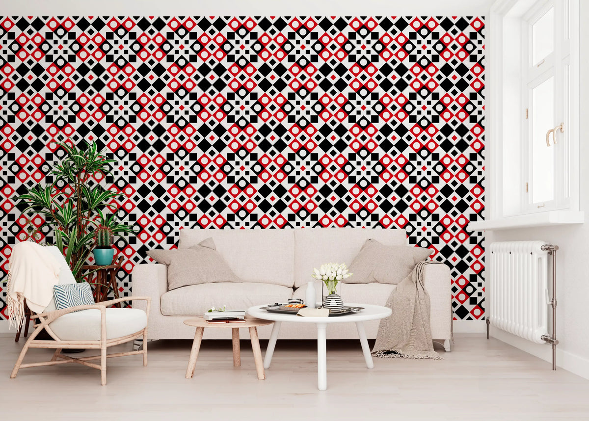 Abstract Checkered Circle Graphic Wallpaper⁠