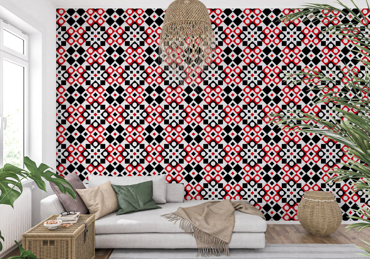 Abstract Checkered Circle Graphic Wallpaper⁠
