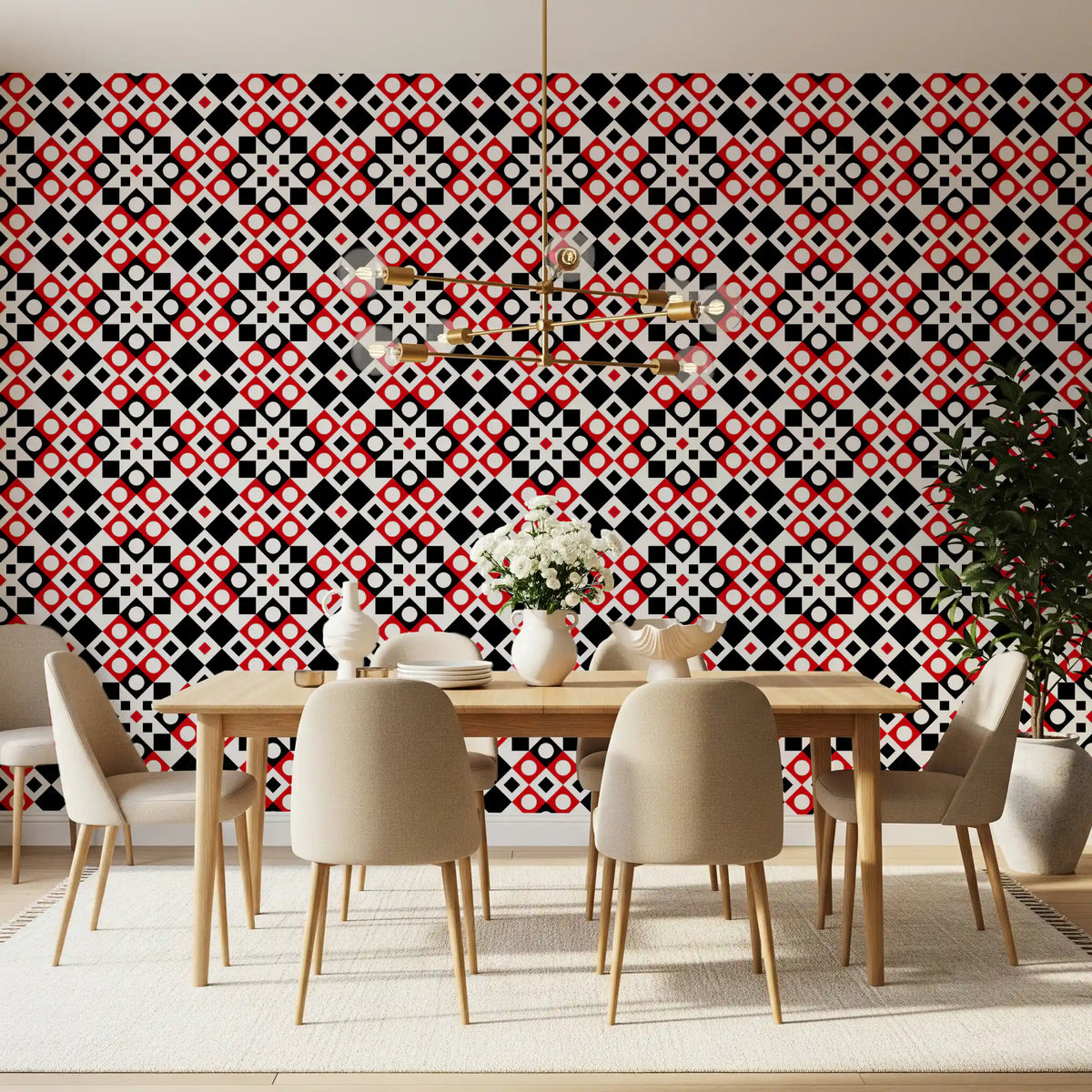 Abstract Checkered Circle Graphic Wallpaper⁠