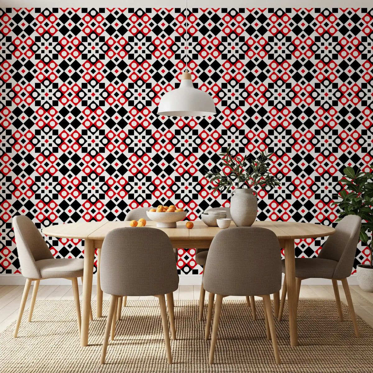 Abstract Checkered Circle Graphic Wallpaper⁠