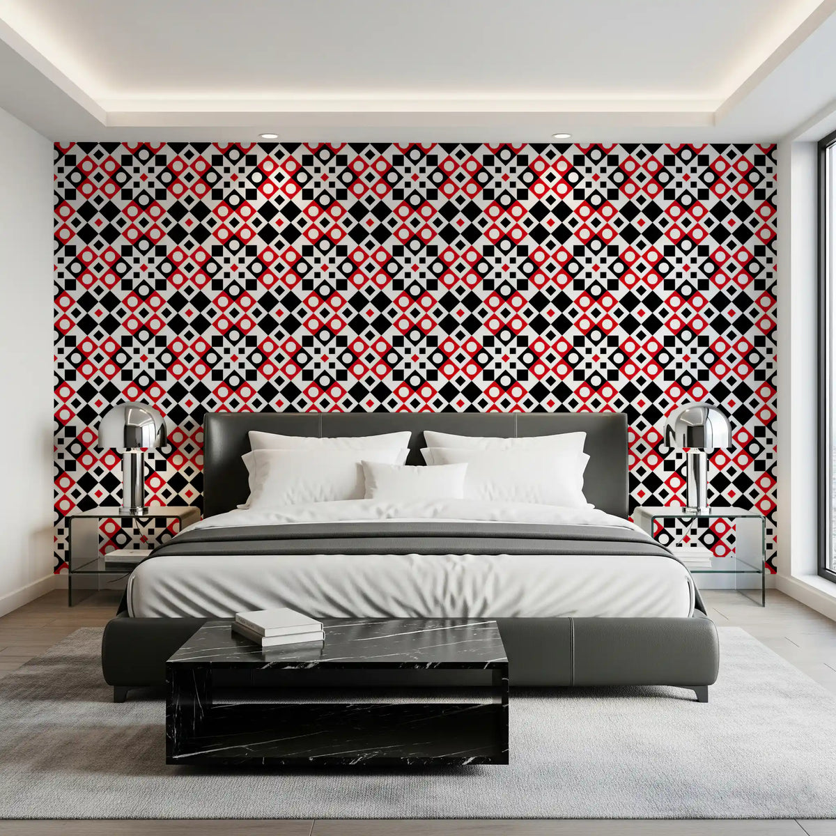 Abstract Checkered Circle Graphic Wallpaper⁠