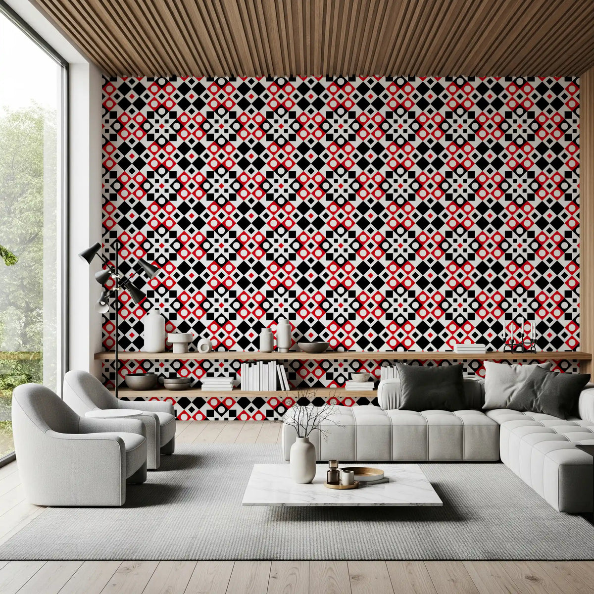 Abstract Checkered Circle Graphic Wallpaper⁠