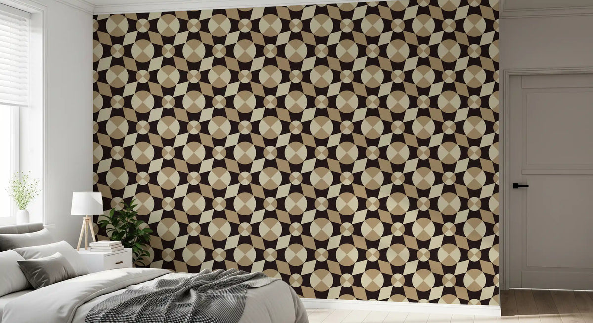 Geometric Mid-Century Tiles in Earth Tones Wallpaper⁠