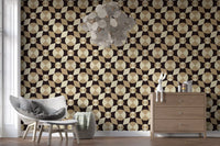 Geometric Mid-Century Tiles in Earth Tones Wallpaper⁠