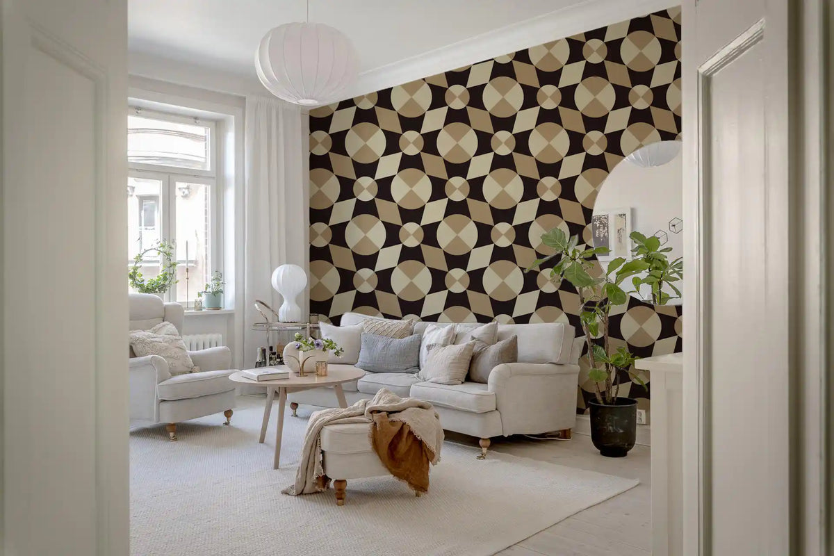 Geometric Mid-Century Tiles in Earth Tones Wallpaper⁠