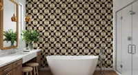 Geometric Mid-Century Tiles in Earth Tones Wallpaper⁠
