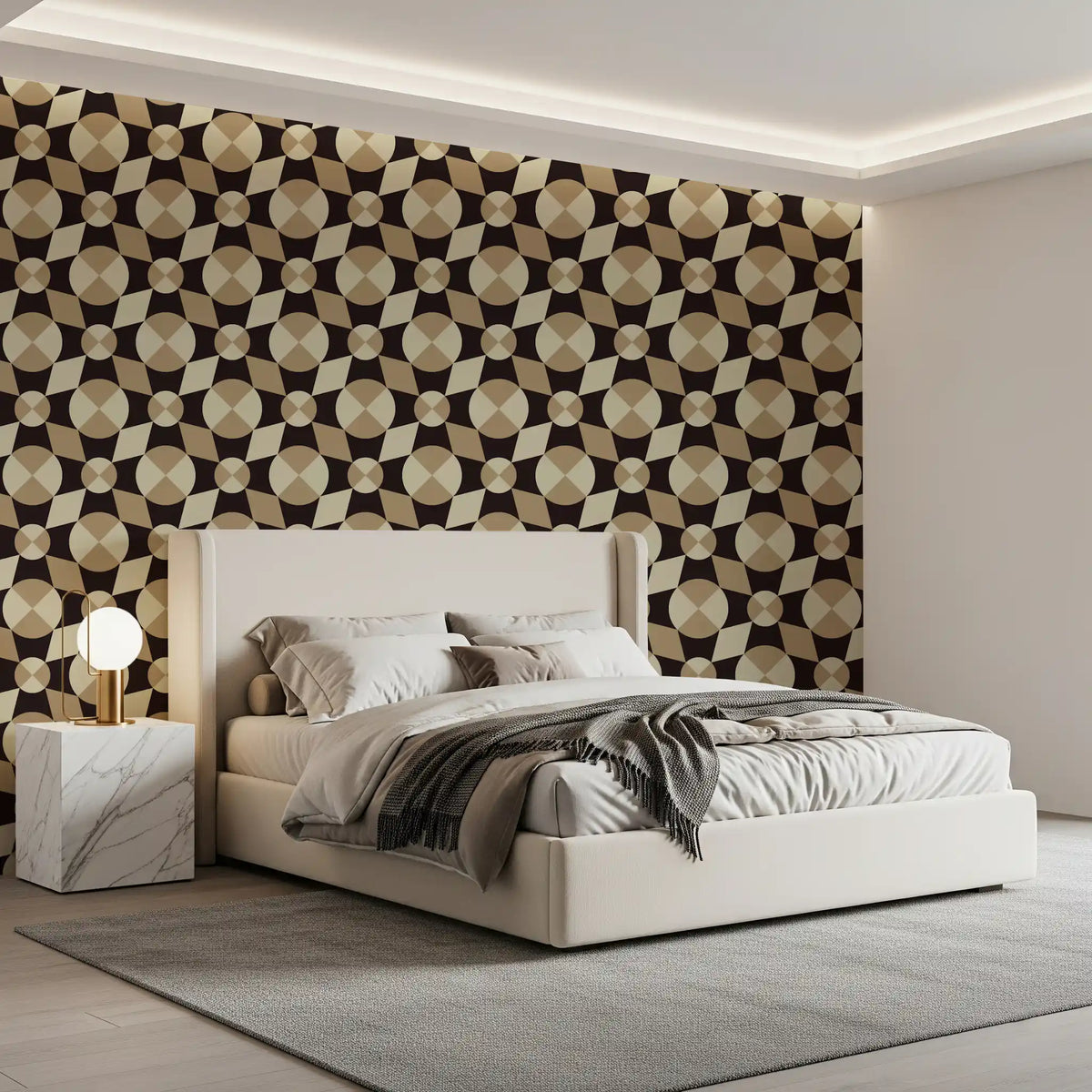 Geometric Mid-Century Tiles in Earth Tones Wallpaper⁠