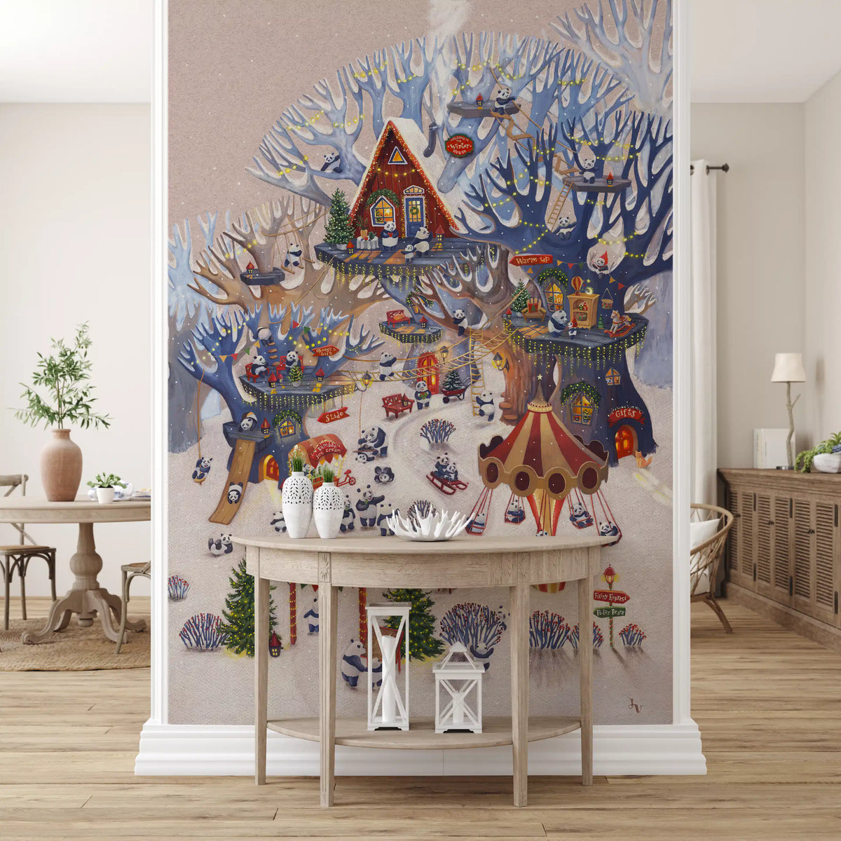 Pandaland Winter Forest Playground Wall Mural