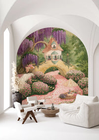 Enchanted Wisteria Garden Cottage Wall Mural