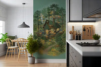 Forester's Woodland Retreat Illustration Wall Mural